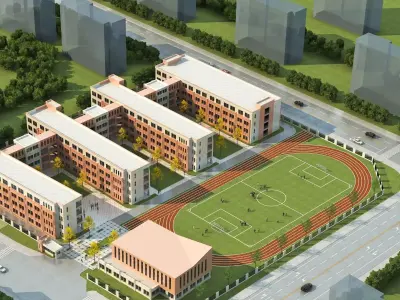 Modern School Campus Exterior 3D model