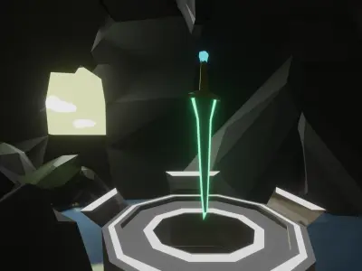 Sword animated cave Low-poly 3D model