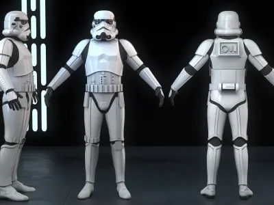 Stormtrooper Realistic 3D Model Low Poly from star wars force... Low-poly 3D model