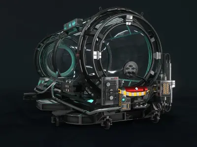 Sci-fi Lab Incubator Low-poly 3D model