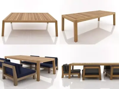 Anne four different wooden tables 3D model