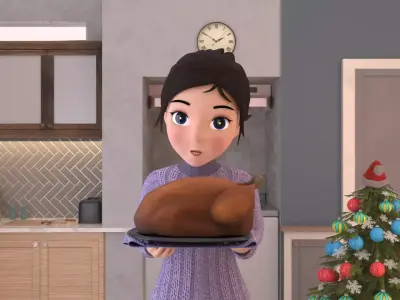 Charater Mother Cartoon Free 3D model