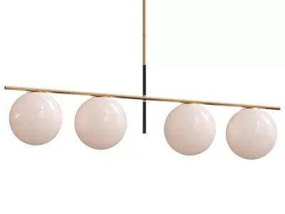 Drake 4 Light Glass Steel Dimmable Pendant 3D model