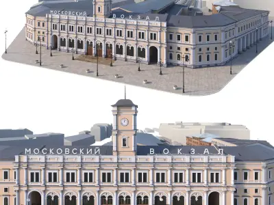 Moscow railway station in Sankt Peterburg 3D model