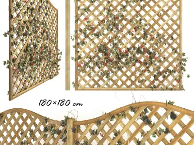 Wooden lattice fence pattern 3D model
