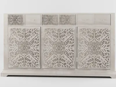 Sideboard with 3 doors in Mango wood Free 3D model