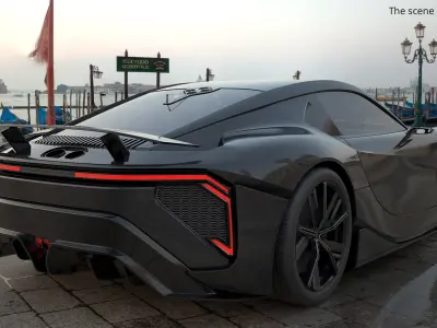  Aerodynamic Sport Concept Vehicle Black Rigged 