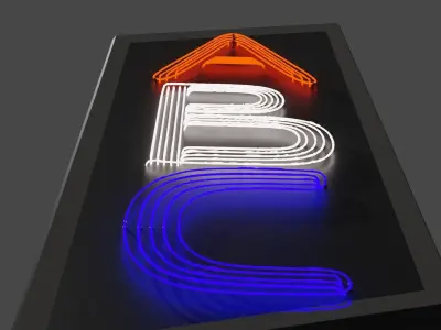 Neon Sign - ABC Low-poly 3D model