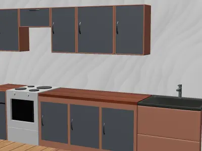 Kitchen furniture asset pack Low-poly 3D model