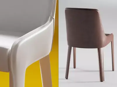 Lamina two leather dining chairs side 3D model
