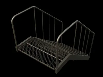 Staircase 3D Model with Technical Drawing 3D model