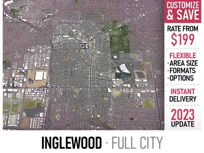 Inglewood - 3D City Model Low-poly 3D model