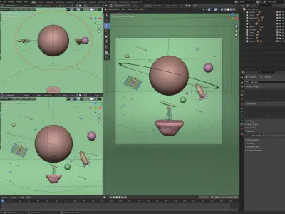 Cosmos - 3D Space illustration Low-poly 3D model
