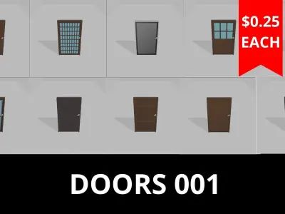Pack of Doors-10 Assets Low Poly 3d Models  VR  AR  model Low-poly 3D model