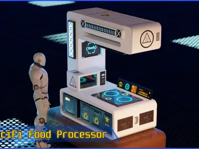 SciFi Cooking Station - Food Processor Game Ready 3D Model Low-poly 3D model