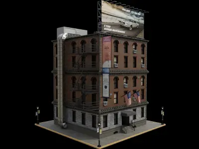 Modular Building Apartment Low-poly 3D model