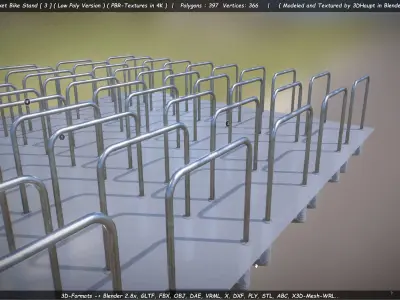 Steel Bracket Bike Stand -3- Low-Poly Version Low-poly 3D model