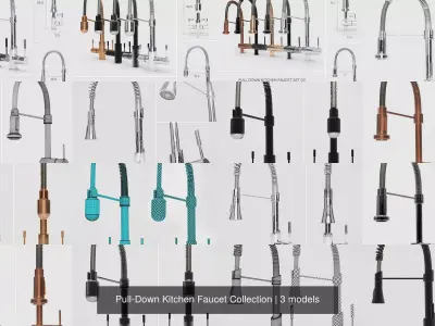 Pull-Down Kitchen Faucet Collection 3D Model Pack
