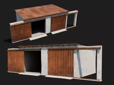 Industrial farm shed barn store  with sliding doors 3d model 3D model