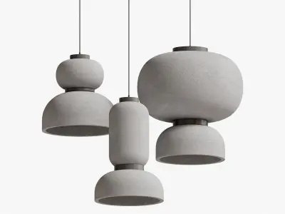 Japandi Lantern Shaped Pendant Light 3D model