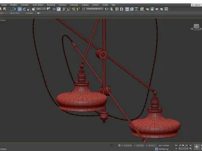 Cascading Industrial Articulated Chandelier Low-poly 3D model
