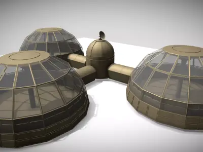 Low-poly Moonbase Concept Low-poly 3D model