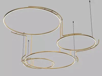 BROCHE chandelier with three circular circles hanging from ce... 3D model