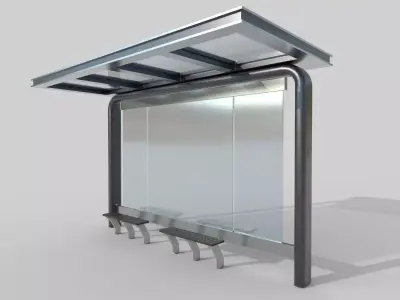 Bus Shelter 04 Low-poly 3D model