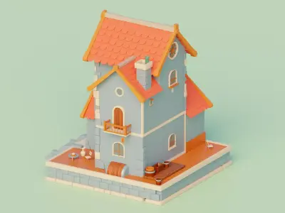 Stylized House Low-poly 3D model Low-poly 3D model