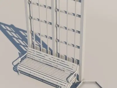 Park bench 3D model 7