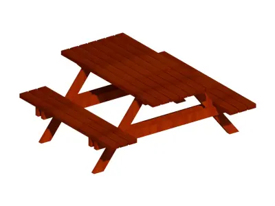 Outdoor picnic chair wooden feet 3D model