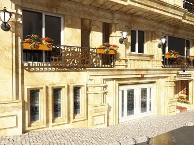 3d model of a stone facade apartment with full details 3D model