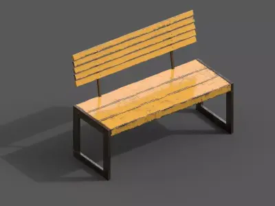 Street Bench Low-poly 3D model