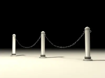 Stanchions and chain barrier 3D model