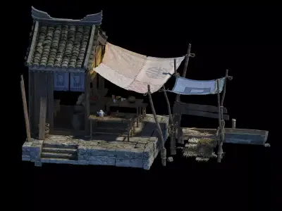 Ancient and Old Buildings in Asia 3D model