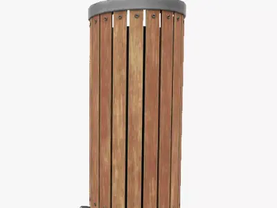 Modern Timber Street bin Vol 08 Game Ready PBR Low-poly 3Dmodel Low-poly 3D model