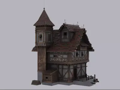 Medieval House Low-poly 3D model