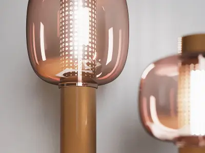 bonbori table lamp with glass shade 3D model