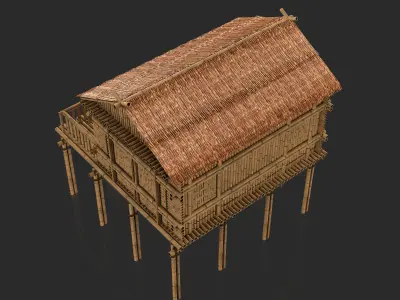 Bamboo House 4 - Jungle Hut 3D model