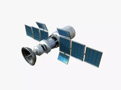 Satellite A05 Steel Blue - SciFi Space Design Low-poly 3D model