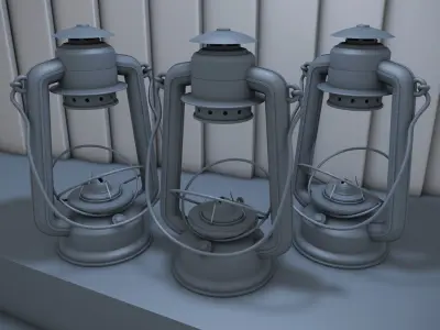 Old Glass kerosene Lamp 3D model