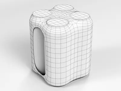 Model of 4 500ml cans in a plastic shrinkwrap 3D model