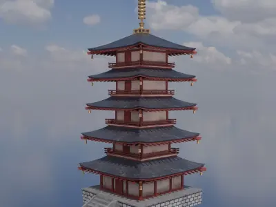 Low poly Japanese Pagoda Low-poly 3D model