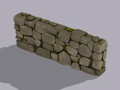 Rugged stone wall 3D model