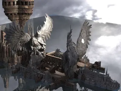 Angelic council statue city 2 3D model