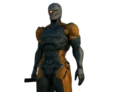 Gray Fox Ninja Warrior 3D Model Assassin Rigged  Game Ready Low-poly 3D model