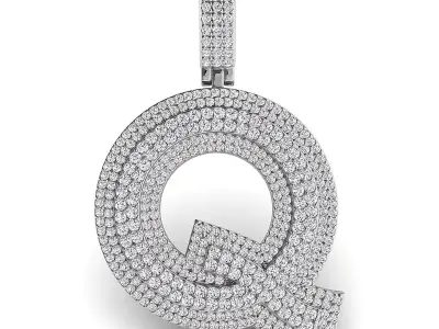 Alphabet Latter Q Diamond Pendent 3D print model