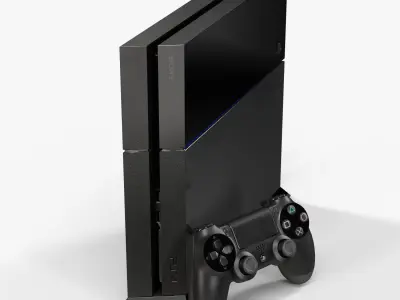 Sony PlayStation 4 with Stand Black White Grey Colors Low-poly 3D model
