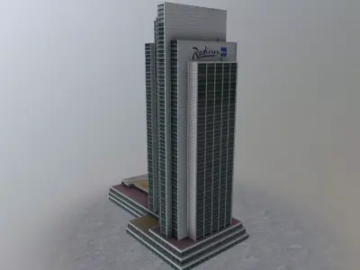 Hamburg Radisson Blu Hotel Low-poly 3D model