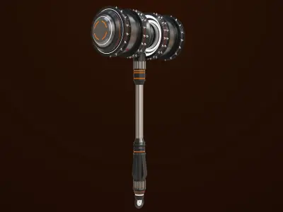  Sci Fi Battle Hammer 07 All PBR Unity UE Textures Included Low-poly 3D model